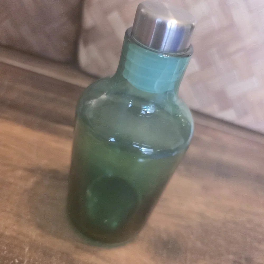 IKEA Limmaren Apothecary Bottle Teal‎ Blue Stainless Steel Stopper Bathroom